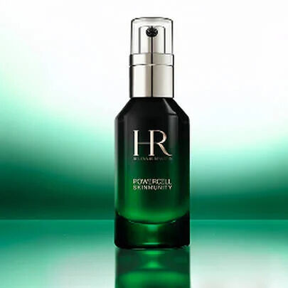 Groene glazen fles Helena Rubinstein Powercell serum.