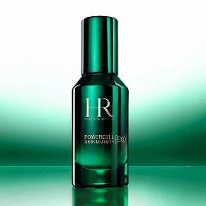 Groene glazen fles Helena Rubinstein Powercell [EXO] serum.