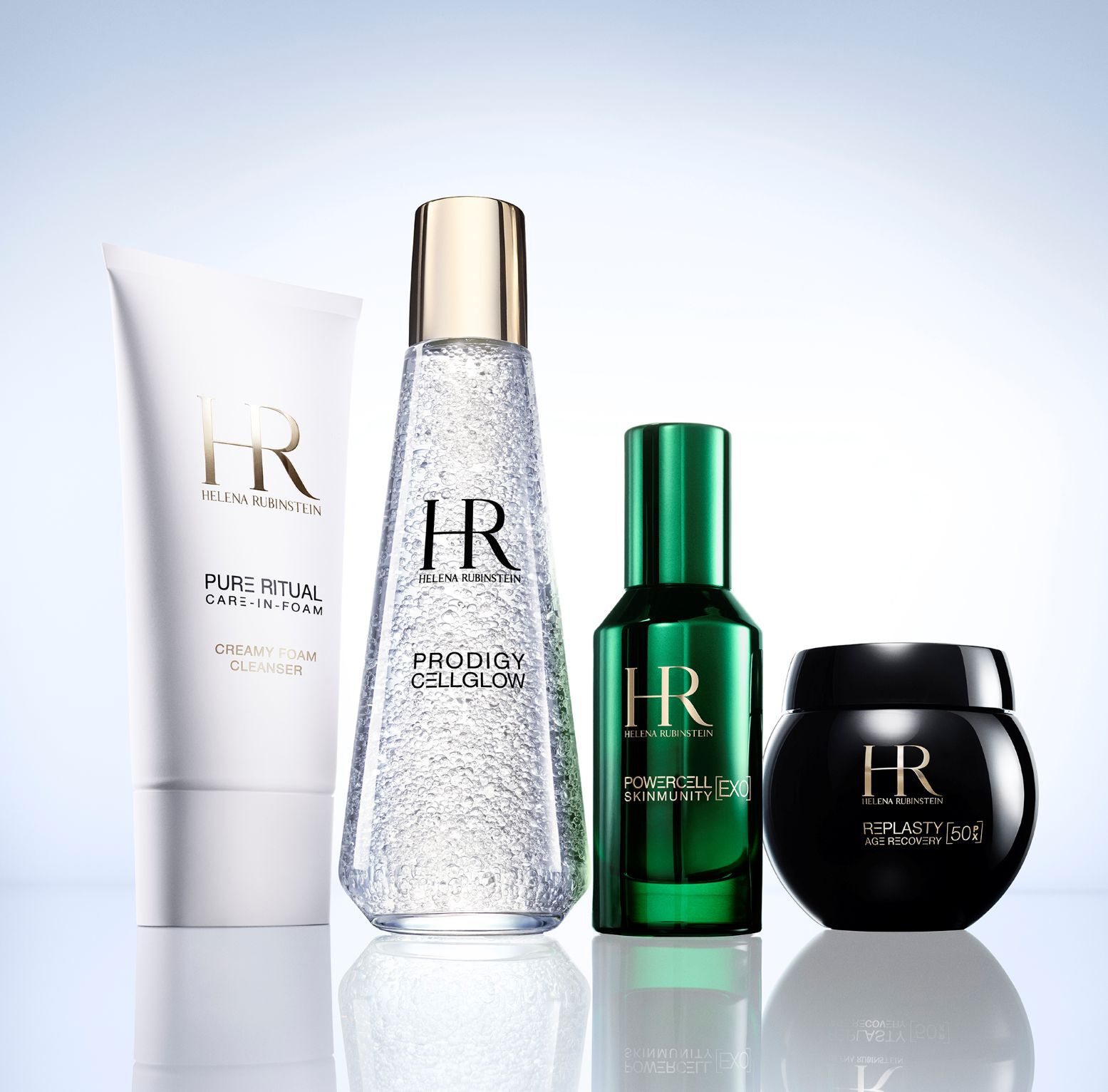 Helena Rubinstein routine met Pure Ritual reiniger, Prodigy Cellglow, Powercell serum en Replasty Age Recovery.